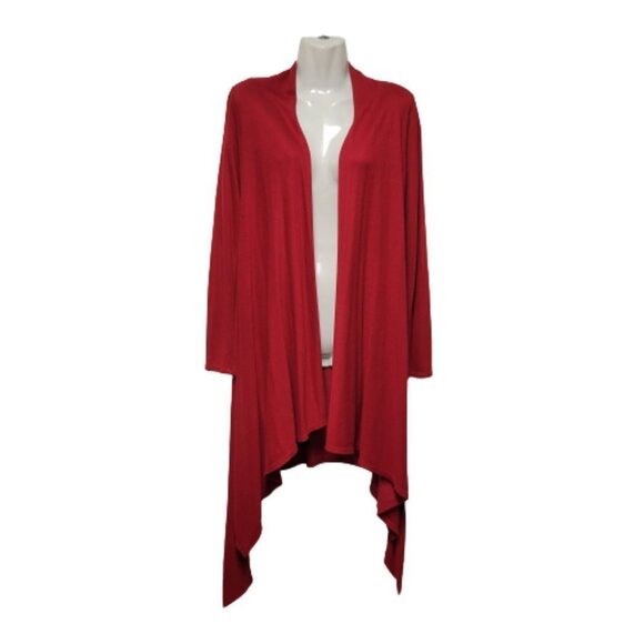 RED Cardigan Jacket Open Front Sweater Coat Cover Up- S/M - Picture 5 of 7